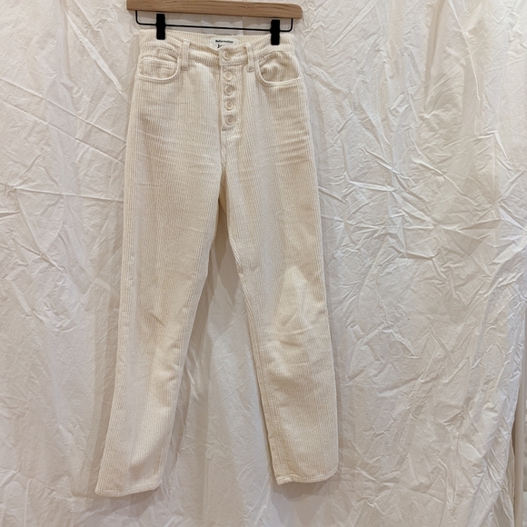 Reformation | Cynthia Button Fly High Rise Straight Corduroy Pants | White - Picture 6 of 10